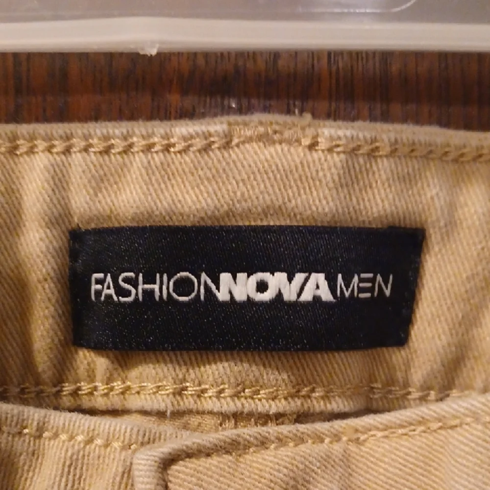 Fashion Nova Men Khaki Distressed Skinny Jeans Size 34
